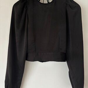 H&M Black Satin Crop Top sz XS